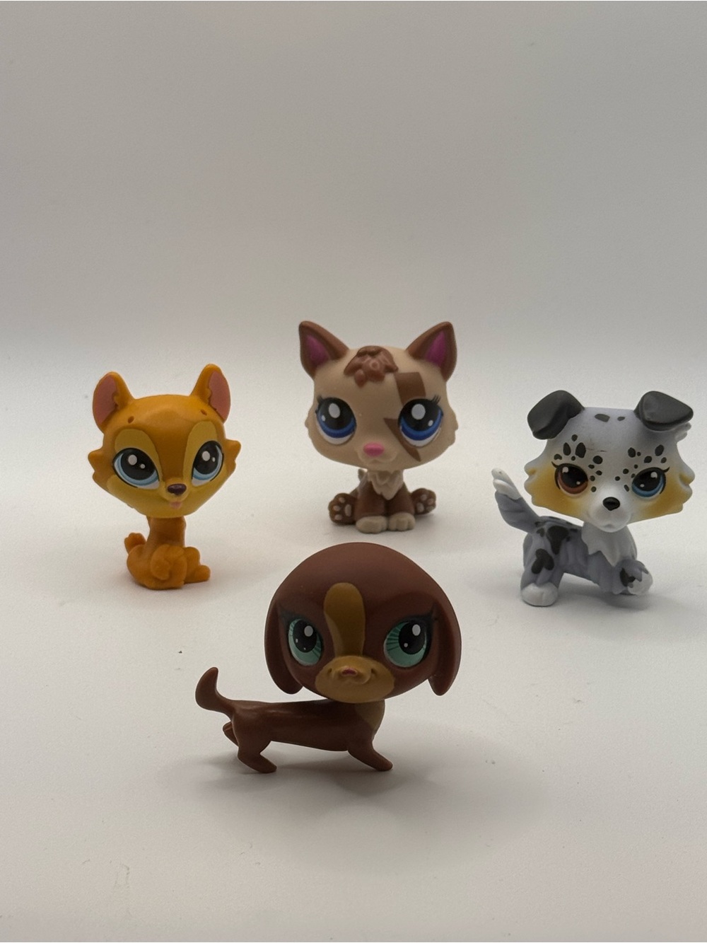 Lot of 4 Littlest Pet Shop Dogs (German Shepherd, Collie, Dachshund, Shiba Inu)